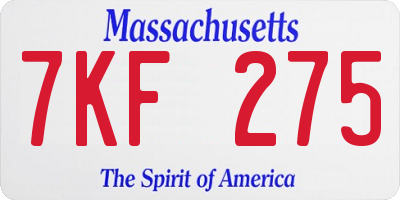 MA license plate 7KF275