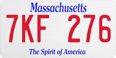 MA license plate 7KF276