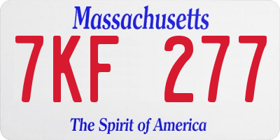 MA license plate 7KF277