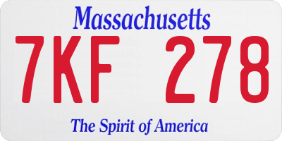 MA license plate 7KF278