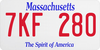 MA license plate 7KF280