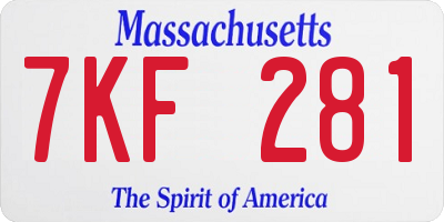 MA license plate 7KF281