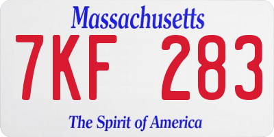 MA license plate 7KF283