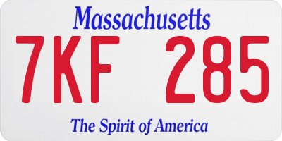 MA license plate 7KF285