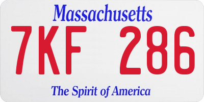 MA license plate 7KF286