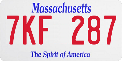 MA license plate 7KF287