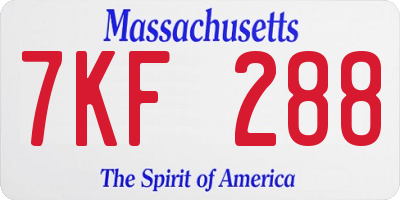 MA license plate 7KF288