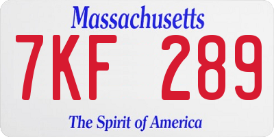 MA license plate 7KF289