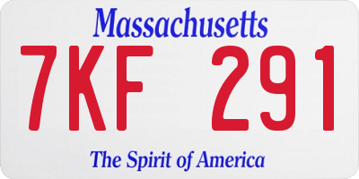 MA license plate 7KF291