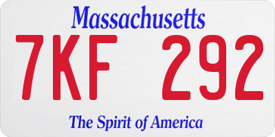 MA license plate 7KF292