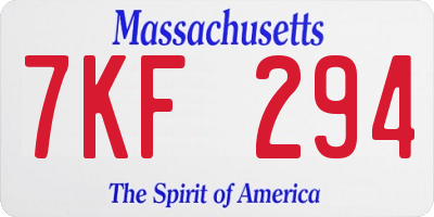 MA license plate 7KF294