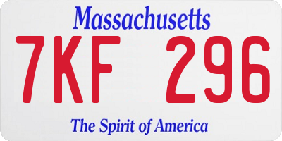 MA license plate 7KF296