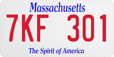 MA license plate 7KF301