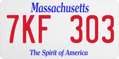 MA license plate 7KF303