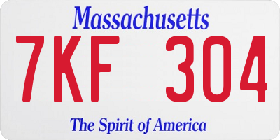 MA license plate 7KF304