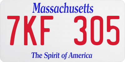 MA license plate 7KF305