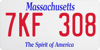 MA license plate 7KF308