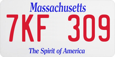 MA license plate 7KF309