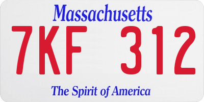 MA license plate 7KF312