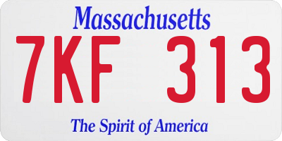 MA license plate 7KF313
