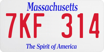MA license plate 7KF314
