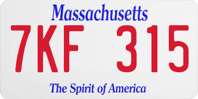 MA license plate 7KF315