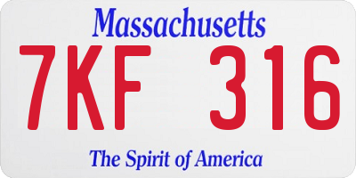 MA license plate 7KF316