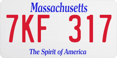 MA license plate 7KF317