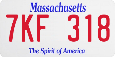 MA license plate 7KF318