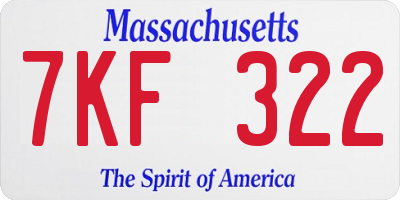 MA license plate 7KF322