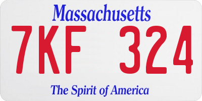 MA license plate 7KF324