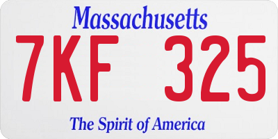 MA license plate 7KF325