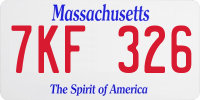 MA license plate 7KF326