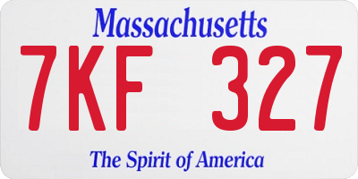 MA license plate 7KF327