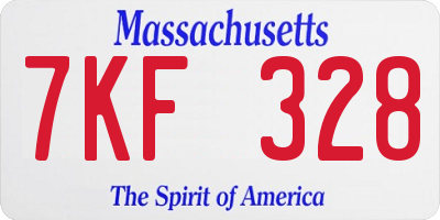MA license plate 7KF328
