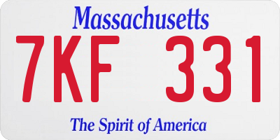 MA license plate 7KF331