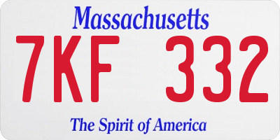 MA license plate 7KF332