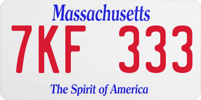 MA license plate 7KF333