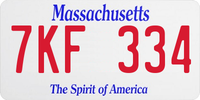 MA license plate 7KF334