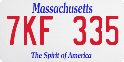 MA license plate 7KF335