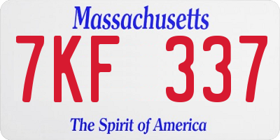 MA license plate 7KF337