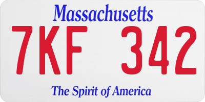 MA license plate 7KF342
