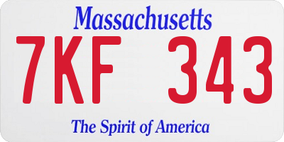 MA license plate 7KF343