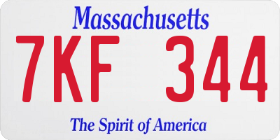 MA license plate 7KF344