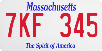 MA license plate 7KF345