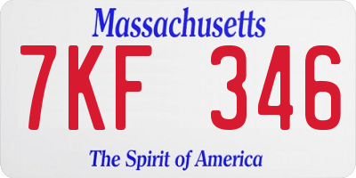 MA license plate 7KF346