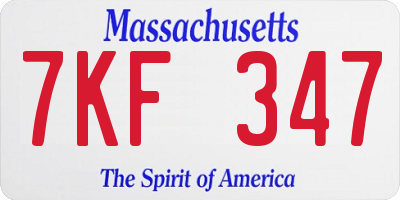MA license plate 7KF347