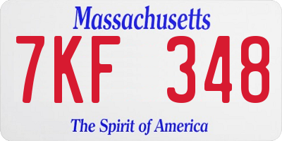 MA license plate 7KF348