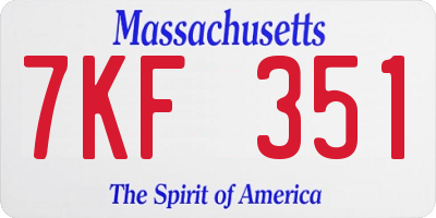 MA license plate 7KF351