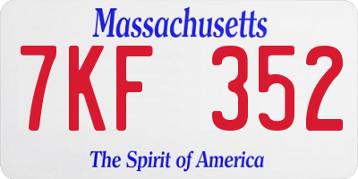 MA license plate 7KF352